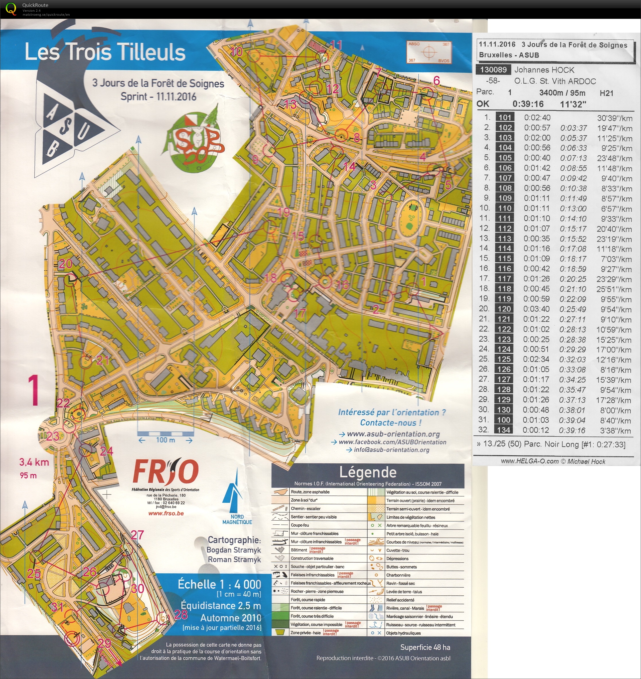 3 jours de la Forêt de Soignes - étape 1 - Sprint (11.11.2016)