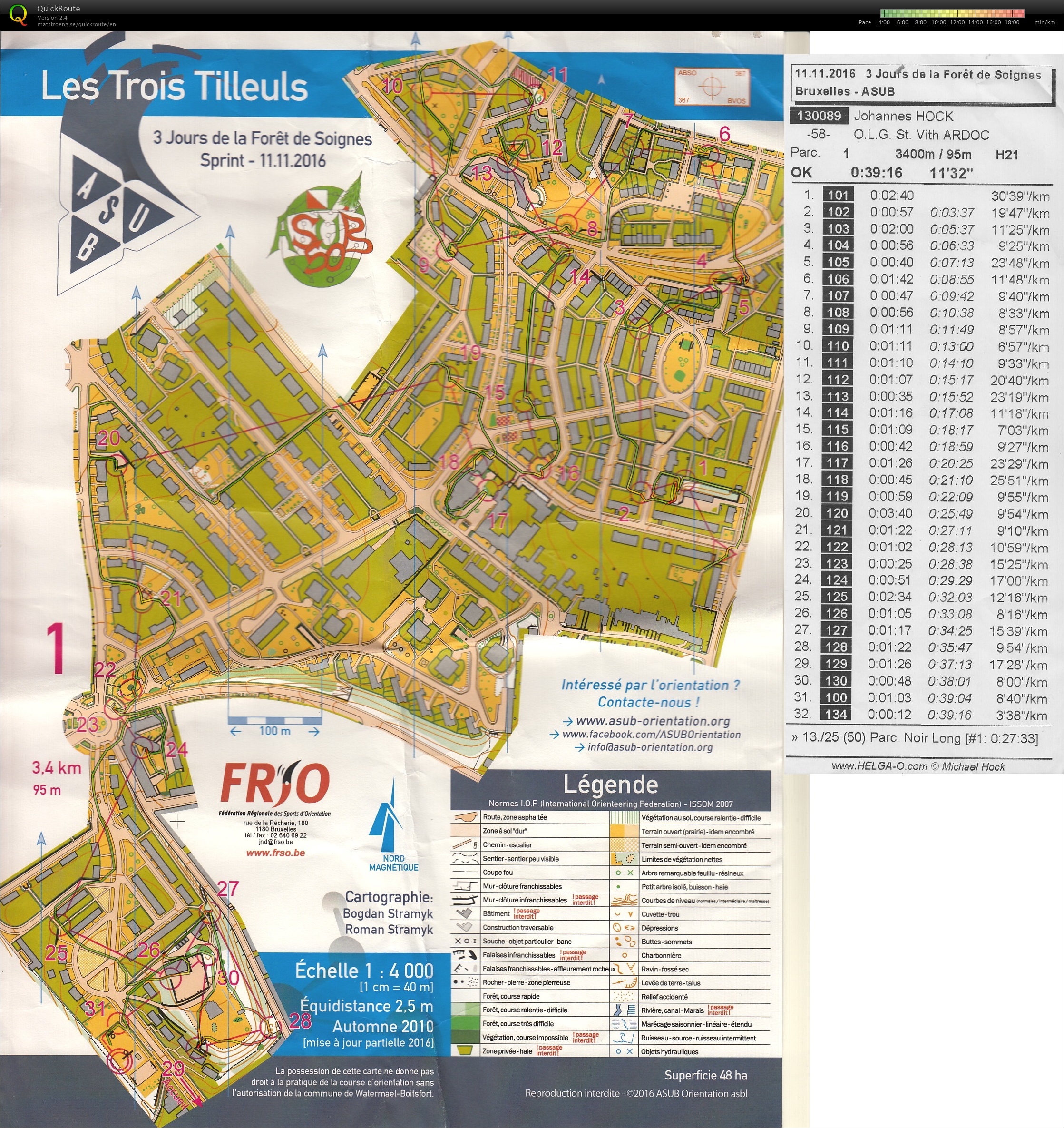 3 jours de la Forêt de Soignes - étape 1 - Sprint (11.11.2016)