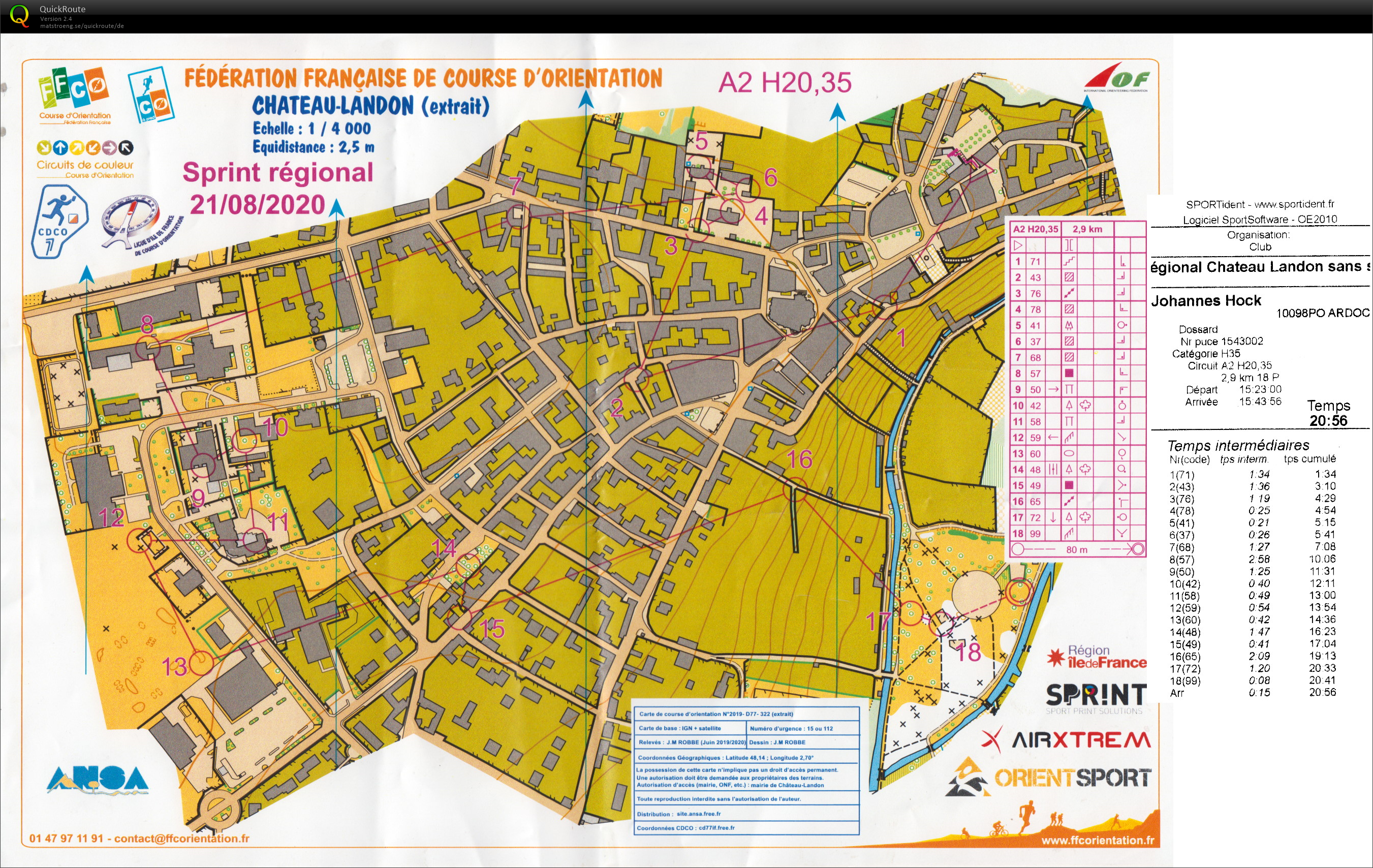 Sprint régional Château-Landon (21/08/2020)