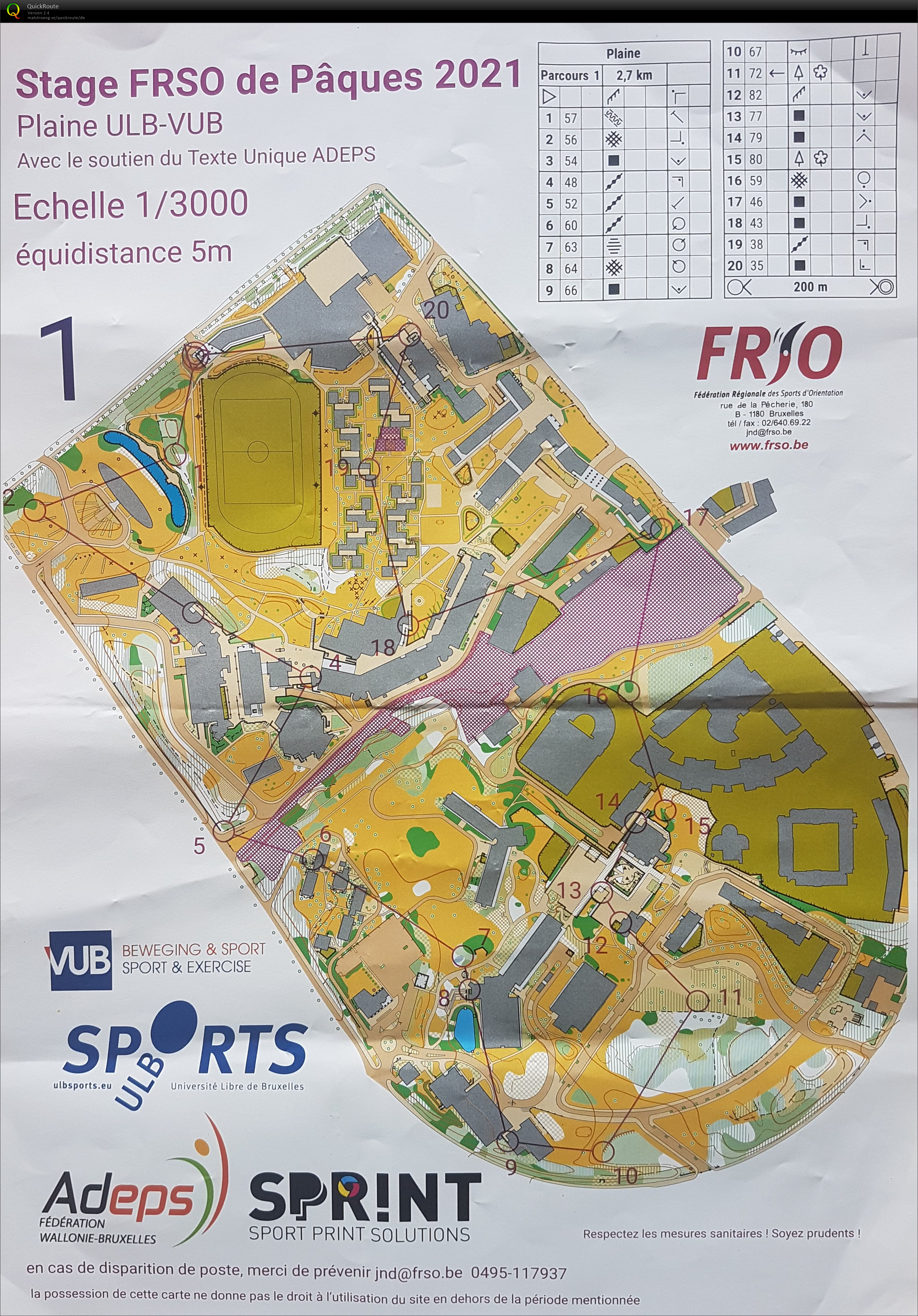 Stage FRSO de Pâques 2021 - VUB - Parcours 1 (2021-04-11)