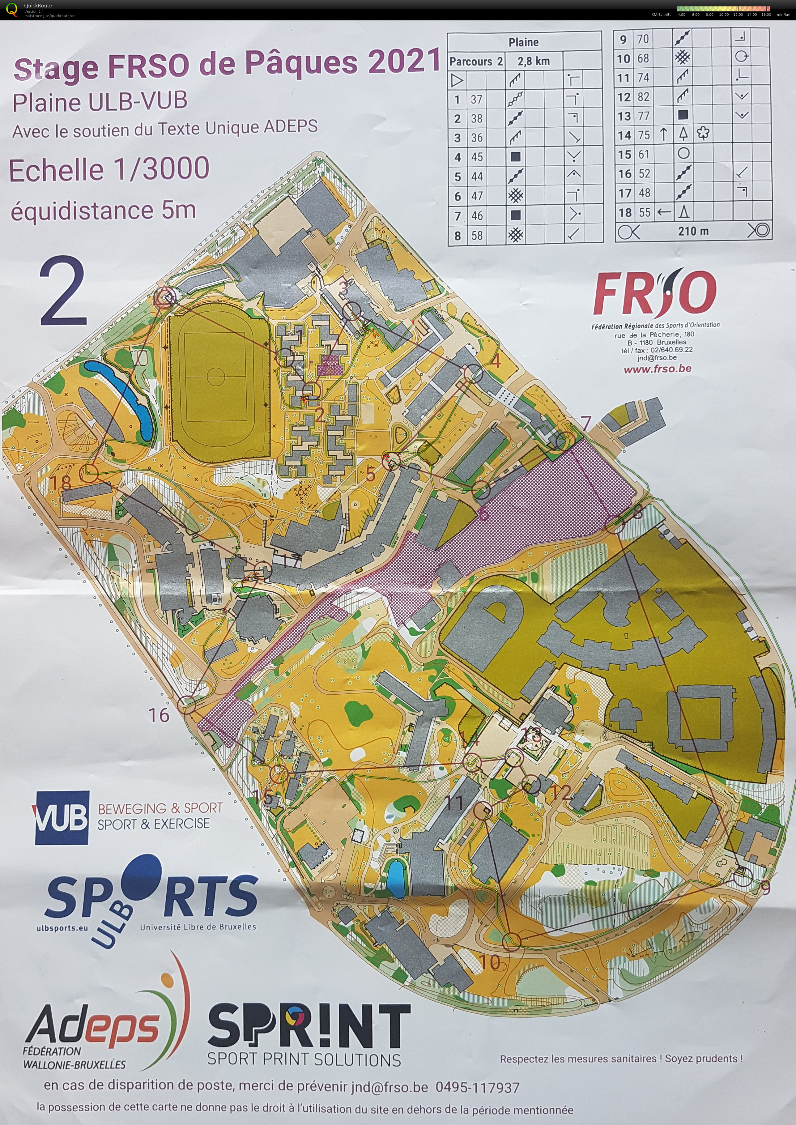 Stage FRSO de Pâques 2021 - VUB - Parcours 2 (11.04.2021)
