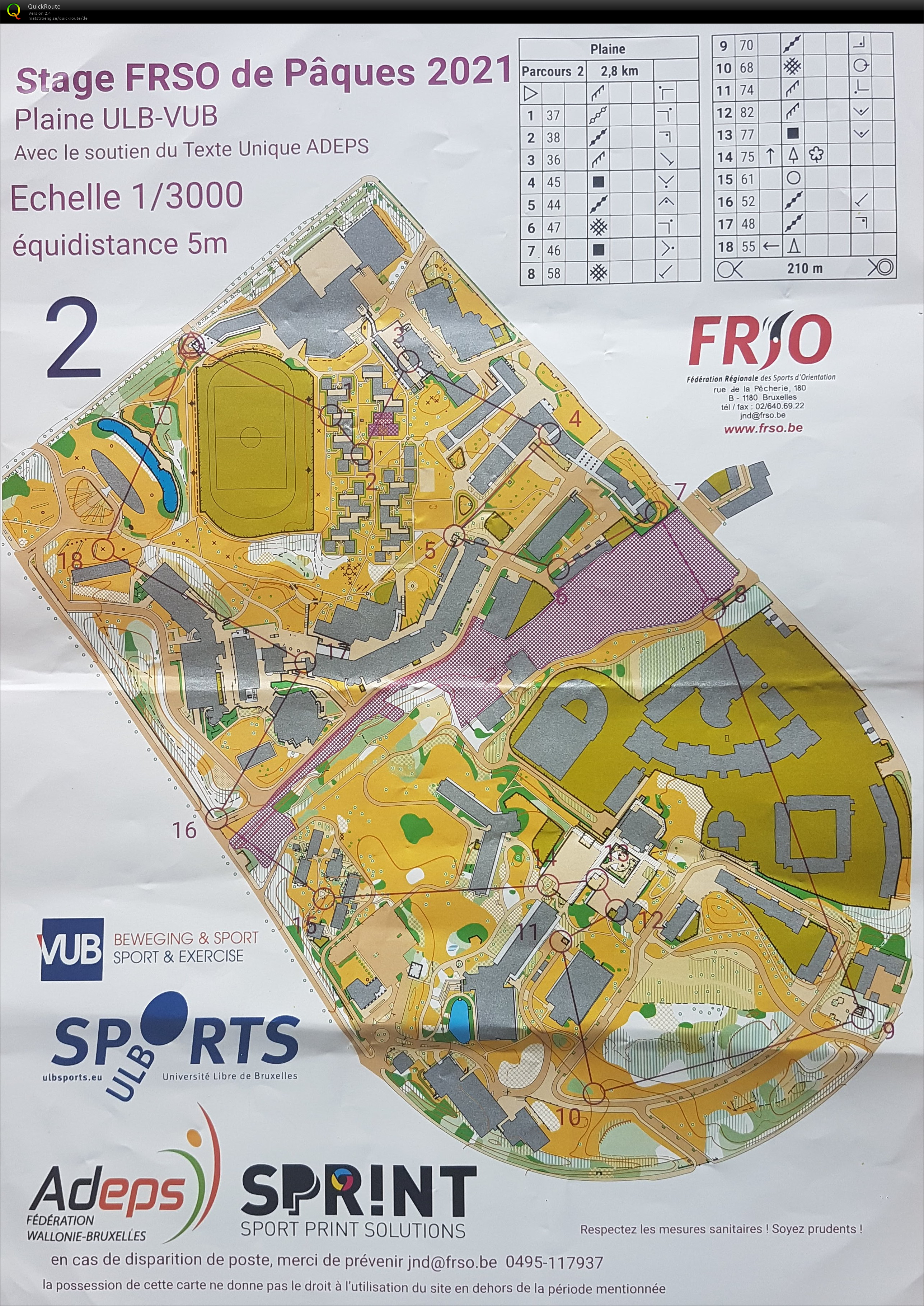 Stage FRSO de Pâques 2021 - VUB - Parcours 2 (11.04.2021)